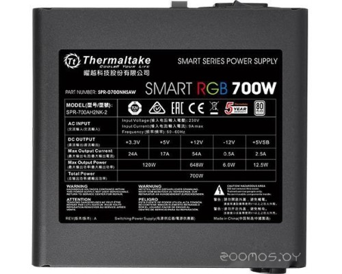 Блок питания Thermaltake Smart RGB 700W SPR-0700NHSAW