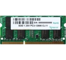 Модуль памяти Apacer 4GB DDR3 SO-DIMM PC3-12800 DV.04G2K.KAM