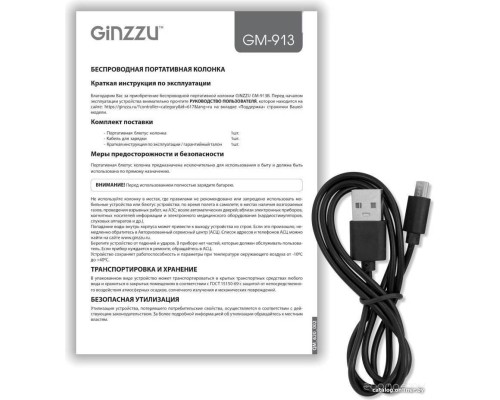 Портативная акустика Ginzzu GM-913B