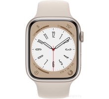 Умные часы Apple Watch Series 8 45 мм (алюминиевый корпус, звездный свет/звездный свет, спортивный силиконовый ремешок)