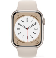 Умные часы Apple Watch Series 8 45 мм (алюминиевый корпус, звездный свет/звездный свет, спортивный силиконовый ремешок)