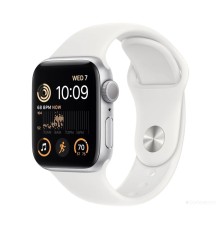 Умные часы Apple Watch SE 2 40 мм (алюминиевый корпус, серебристый/белый, спортивный силиконовый ремешок)