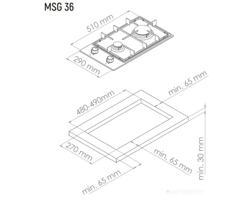 Варочная панель Monsher MSG 36 Acier