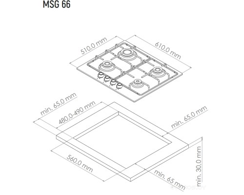 Варочная панель Monsher MSG 66 Acier