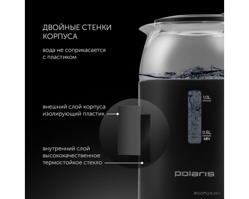 Электрический чайник Polaris PWK 1563CGL Water Way Pro (черный)