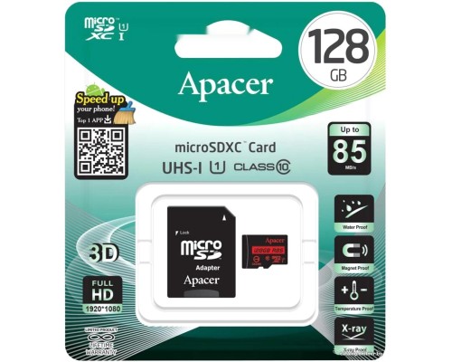 Карта памяти Apacer microSDXC AP128GMCSX10U5-R 128GB (с адаптером)