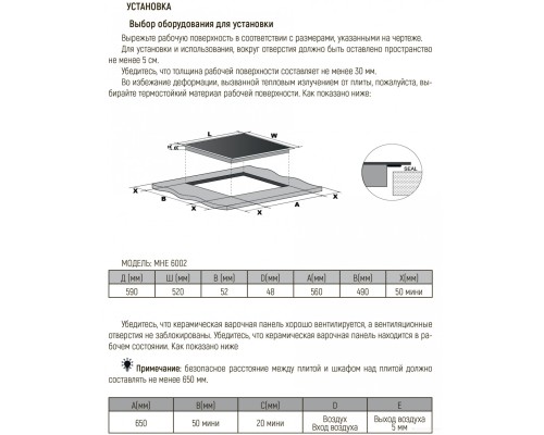 Варочная панель Monsher MHE 6002