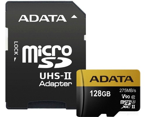 Карта памяти A-Data microSDXC UHS-II 128GB + адаптер [AUSDX128GUII3CL10-CA1]