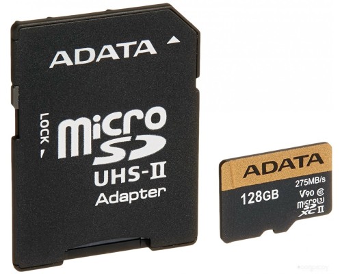 Карта памяти A-Data microSDXC UHS-II 128GB + адаптер [AUSDX128GUII3CL10-CA1]