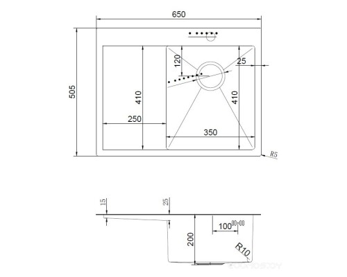 Кухонная мойка ARFEKA AF 650*505 R Black PVD Nano