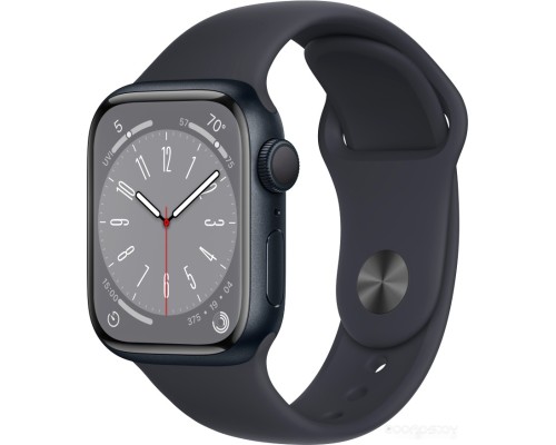 Умные часы Apple Watch Series 8 41 мм (алюминиевый корпус, полуночный/полуночный, спортивный силиконовый ремешок M/L)