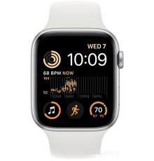 Умные часы Apple Watch SE 2 44 мм (алюминиевый корпус, серебристый/белый, спортивный силиконовый ремешок M/L)