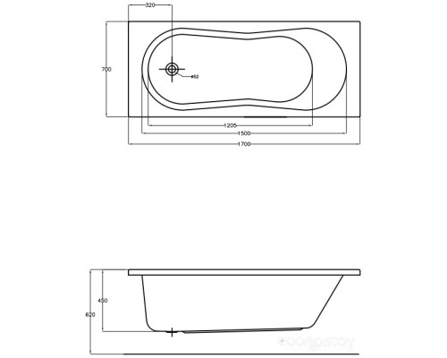 Ванна Cersanit Nike 170x70 (с каркасом)