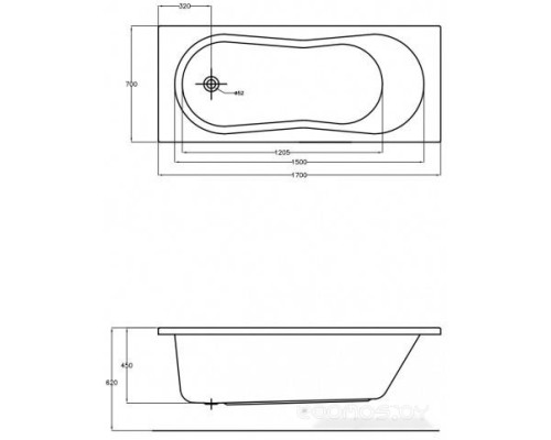 Ванна Cersanit Nike 170x70 (с каркасом и экраном)