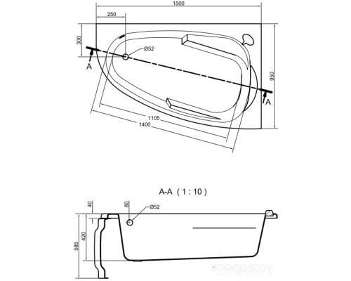 Ванна Cersanit Joanna 150x95 L (с каркасом и экраном)