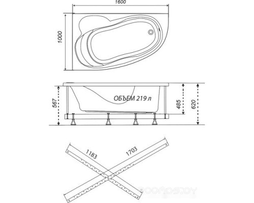 Ванна Triton Николь 160x100L (с каркасом)