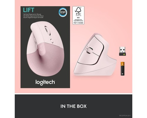 Вертикальная мышь Logitech Lift (розовый)