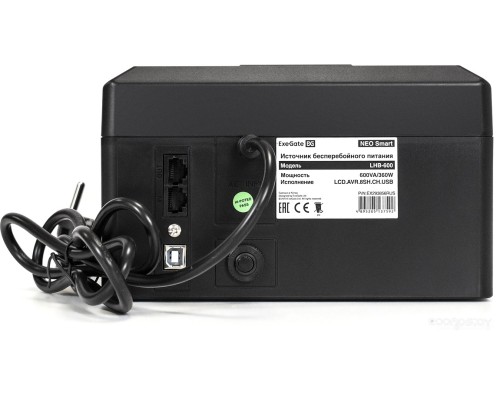 Источник бесперебойного питания Exegate NEO Smart LHB-600.LCD.AVR.8SH.CH.USB EX293856RUS