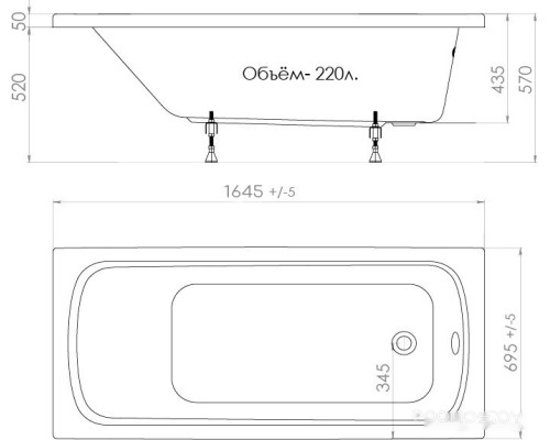 Ванна Triton Стандарт 165x70 (с каркасом)