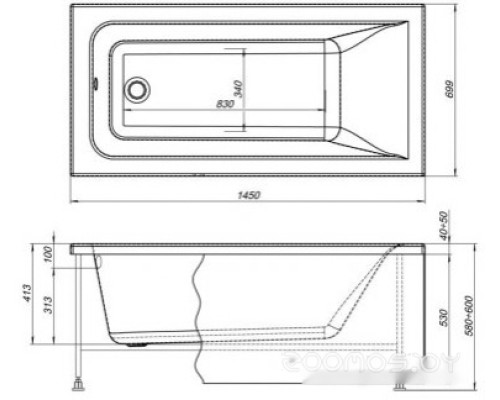 Ванна Aquanet Bright 145x70 (с каркасом)