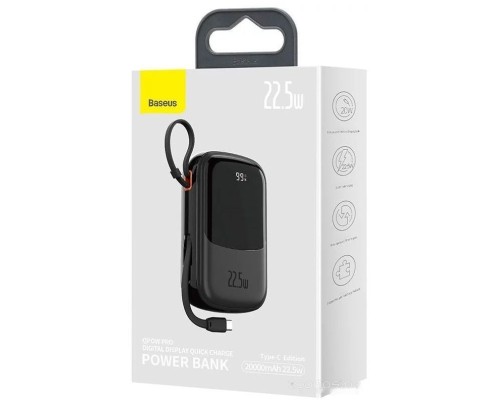 Портативное зарядное устройство Baseus Qpow Pro with cable Type-C built-in 22.5W 20000mAh (черный)