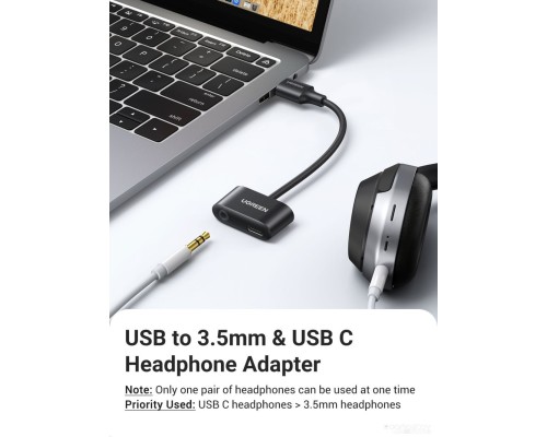 Адаптер Ugreen CM397 80897 USB Type-A - USB Type-C + 3.5mm