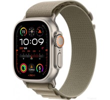 Умные часы Apple Watch Ultra 2 LTE 49 мм (титановый корпус, титановый/оливковый, текстильный ремешок размера S)