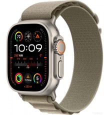 Умные часы Apple Watch Ultra 2 LTE 49 мм (титановый корпус, титановый/оливковый, текстильный ремешок размера S)