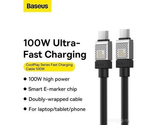 Кабель Baseus CoolPlay Series USB Type-C - USB Type-C (2 м, черный)