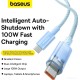 Кабель Baseus Explorer Series Fast Charging with Smart Temperature Control USB Type-C USB Type-C (1 м, голубой)