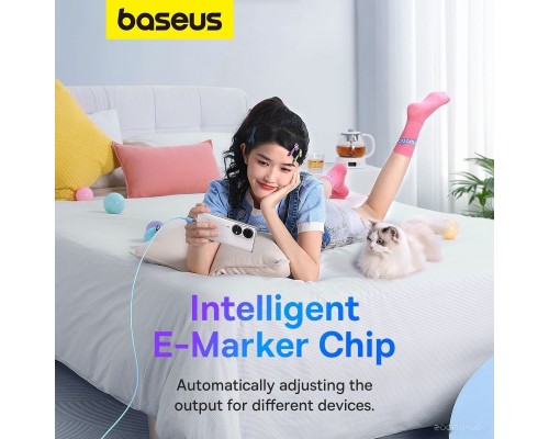 Кабель Baseus Explorer Series Fast Charging with Smart Temperature Control USB Type-C USB Type-C (1 м, голубой)