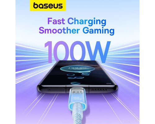 Кабель Baseus Explorer Series Fast Charging with Smart Temperature Control USB Type-C USB Type-C (1 м, голубой)