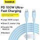 Кабель Baseus Pudding Series USB Type-C - USB Type-C (2 м, голубой)