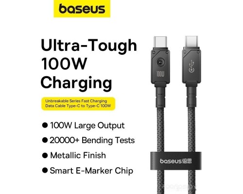 Кабель Baseus Unbreakable Series USB Type-C - USB Type-C (1 м, черный)