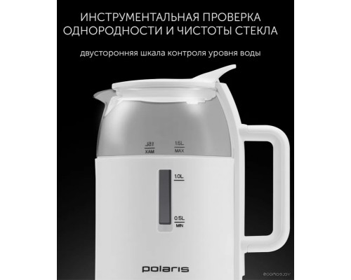 Электрический чайник Polaris PWK 1545CGL Water Way Pro (белый)