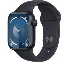 Умные часы Apple Watch Series 9 41 мм (алюминиевый корпус, полуночный/полуночный, спортивный силиконовый ремешок M/L)