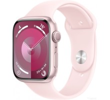 Умные часы Apple Watch Series 9 45 мм (алюминиевый корпус, розовый/розовый, спортивный силиконовый ремешок S/M)