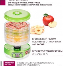 Сушилка для овощей и фруктов Мастерица EFD-3061 (зеленый перламутр)