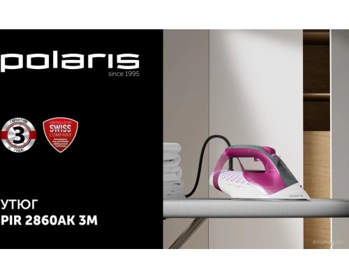 Утюг Polaris PIR 2860AK 3m (черный/розовый)