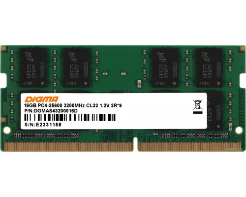 Модуль памяти DIGMA 16ГБ DDR4 SODIMM 3200 МГц DGMAS43200016D