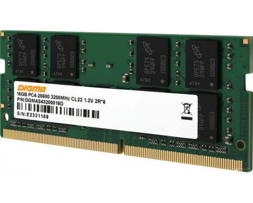 Модуль памяти DIGMA 16ГБ DDR4 SODIMM 3200 МГц DGMAS43200016D
