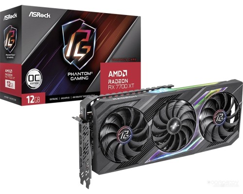 Видеокарта ASROCK Radeon RX 7700 XT Phantom Gaming 12GB OC RX7700XT PG 12GO