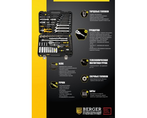 Универсальный набор инструментов Berger BG099-1214 (99 предметов)