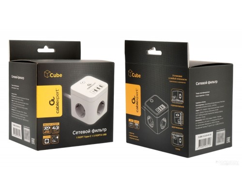 Сетевой фильтр Cablexpert CUBE-3-CU3-W-1.5