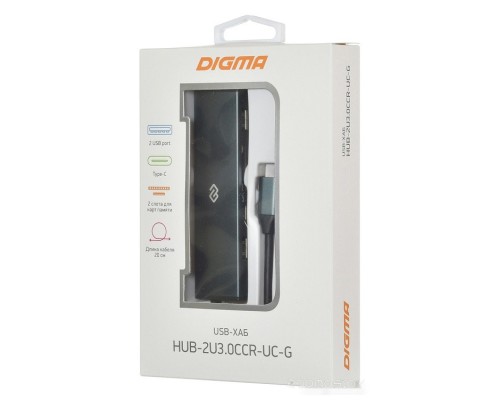 USB-хаб DIGMA HUB-2U3.0СCR-UC-G