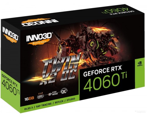 Видеокарта Inno3D GeForce RTX 4060 Ti 16GB Twin X2 OC N406T2-16D6X-178055N