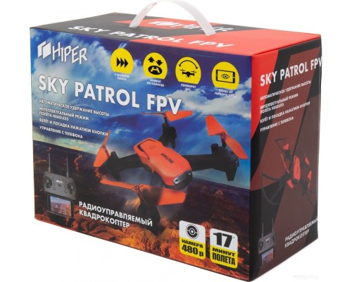 Квадрокоптер HIPER Sky Patrol FPV (черный/оранжевый)