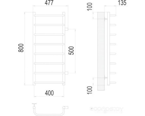 Полотенцесушитель Terminus Стандарт П8 400x800 бп 500 (хром)