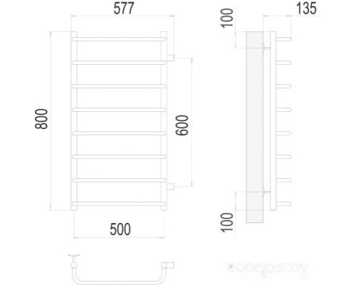 Полотенцесушитель Terminus Стандарт П8 500x800 бп 600 (хром)