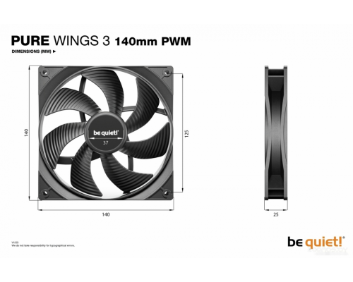 Вентилятор для корпуса be quiet! Pure Wings 3 140mm PWM BL108